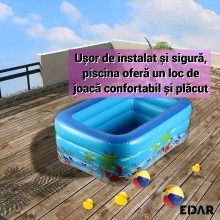 Piscina Gonflabila pentru Copii EDAR, Multicolora, cu Baza Moale si Doua Inele Gonflabile, Dimensiuni 130 x 90 x 45 cm, Vinil... Piscina Gonflabila pentru Copii EDAR, Multicolora, cu Baza Moale si Doua Inele Gonflabile, Dimensiuni 130 x 90 x 45 cm, Vinil...