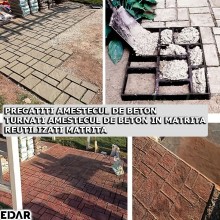 Matrita Pavaj din Beton Turnat EDAR, Tip Sablon, Efect Piatra Naturala Decorativa, Dimensiuni 39.5 x 4 x 44.5 cm, Model 8