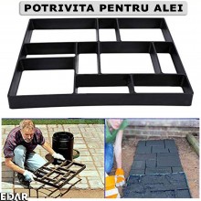 Matrita Pavaj din Beton Turnat EDAR, Tip Sablon, Efect Piatra Naturala Decorativa, Dimensiuni 39.5 x 4 x 44.5 cm, Model 8