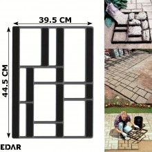 Matrita Pavaj din Beton Turnat EDAR, Tip Sablon, Efect Piatra Naturala Decorativa, Dimensiuni 39.5 x 4 x 44.5 cm, Model 8