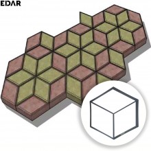 Matrita Pavaj din Beton Turnat EDAR, Tip Sablon, Model Cub In Relief, Efect Piatra Naturala Decorativa, Dimensiuni 39 x 4 x 4...