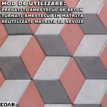 Matrita Pavaj din Beton Turnat EDAR, Tip Sablon, Model Cub In Relief, Efect Piatra Naturala Decorativa, Dimensiuni 39 x 4 x 4...