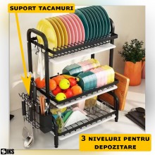 Scurgator Pentru Vase SIKS, Suport Multifunctional Pentru Uscarea Vaselor, Organizator De Depozitare Cu Trei Straturi Supraet... Scurgator Pentru Vase SIKS, Suport Multifunctional Pentru Uscarea Vaselor, Organizator De Depozitare Cu Trei Straturi Supraet...