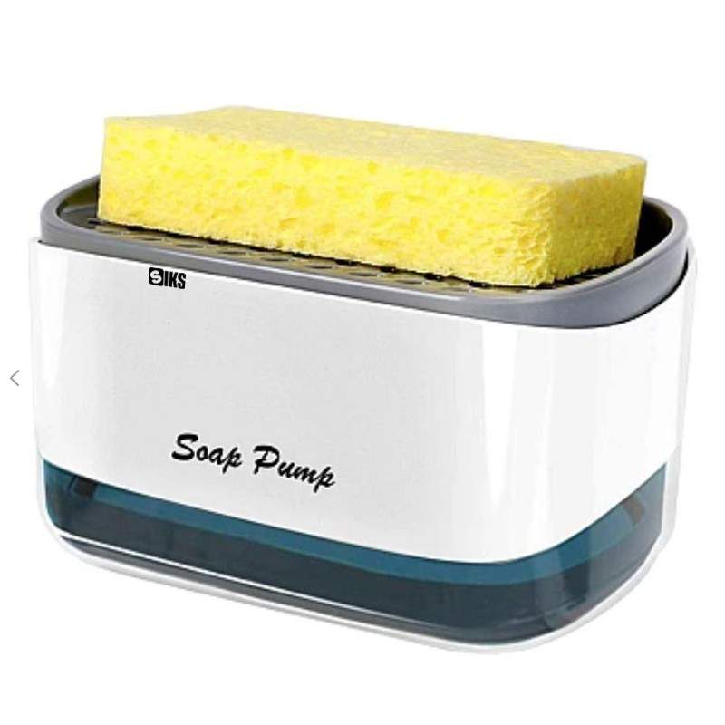Dozator/ Dispenser 2 in 1 SIKS Pentru Sapun, Detergent Lichid, Cu Suport Pentru Burete, Potrivit Pentru Bucatarie, Baie, Capa...