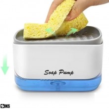 Dozator/ Dispenser 2 in 1 SIKS Pentru Sapun, Detergent Lichid, Cu Suport Pentru Burete, Potrivit Pentru Bucatarie, Baie, Capa...