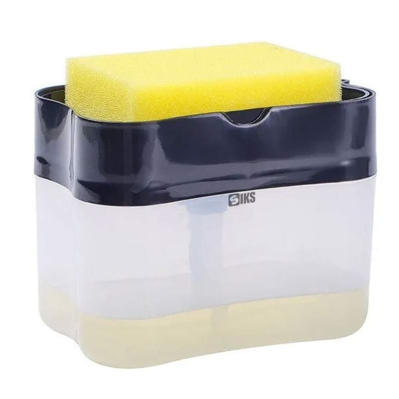Dozator/Dispenser 2 in 1 Pentru Sapun SIKS, Detergent lichid, Cu Suport Pentru Burete, Potrivit Pentru Bucatarie, Baie, Capac...