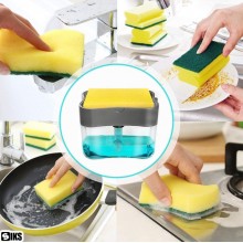 Dozator/Dispenser 2 in 1 Pentru Sapun SIKS, Detergent lichid, Cu Suport Pentru Burete, Potrivit Pentru Bucatarie, Baie, Capac...