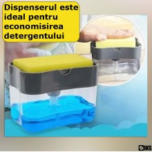 Dozator/Dispenser 2 in 1 Pentru Sapun SIKS, Detergent lichid, Cu Suport Pentru Burete, Potrivit Pentru Bucatarie, Baie, Capac...