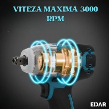 Mașină De Inșurubat Cu Impact EDAR 2 în 1, Cu Bit și Patrat, 2 Acumulatori De 48V, 32 Accesorii, Iluminare LED, Crichet, Vali...