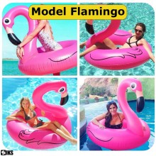 Colac gonflabil Flamingo SIKS Pentru Copii Si Adulti, Dimensiune 90cm, Roz