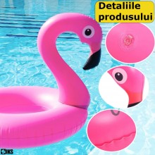 Colac gonflabil Flamingo SIKS Pentru Copii Si Adulti, Dimensiune 90cm, Roz