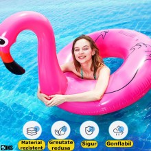 Colac gonflabil Flamingo SIKS Pentru Copii Si Adulti, Dimensiune 90cm, Roz