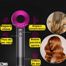 Uscator De Par Profesional SIKS, Functie De Ionizare, Anti Frizz, Cu Functii Avansate de Styling, 3 Trepte De Viteza, 4 Setar...
