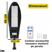 Lampa Solara SIKS De Exterior Stradala Sau Gradina Cu Panou Solar Incorporat, Led Puternic, Lumina Neutra, Control Din Teleco... Lampa Solara SIKS De Exterior Stradala Sau Gradina Cu Panou Solar Incorporat, Led Puternic, Lumina Neutra, Control Din Teleco...