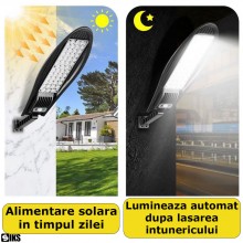 Lampa Solara SIKS De Exterior Stradala Sau Gradina Cu Panou Solar Incorporat, Led Puternic, Lumina Neutra, Control Din Teleco... Lampa Solara SIKS De Exterior Stradala Sau Gradina Cu Panou Solar Incorporat, Led Puternic, Lumina Neutra, Control Din Teleco...