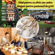 Set Ustensile de Bucătărie Premium SIKS – 12 Piese din Lemn și Silicon Alimentar, Termorezistente, Antiaderente, Cu Suport In...