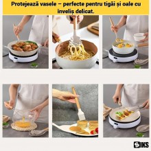 Set Ustensile de Bucătărie Premium SIKS – 12 Piese din Lemn și Silicon Alimentar, Termorezistente, Antiaderente, Cu Suport In...