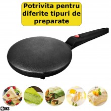 Plita Electrica SIKS Pentru Clatite Sau Wrap Tip Tigaie Pentru Gatire Rapida, Tigaie Cu Invelis Antiaderent Din Titan, Capac ... Plita Electrica SIKS Pentru Clatite Sau Wrap Tip Tigaie Pentru Gatire Rapida, Tigaie Cu Invelis Antiaderent Din Titan, Capac ...