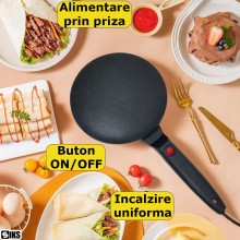 Plita Electrica SIKS Pentru Clatite Sau Wrap Tip Tigaie Pentru Gatire Rapida, Tigaie Cu Invelis Antiaderent Din Titan, Capac ... Plita Electrica SIKS Pentru Clatite Sau Wrap Tip Tigaie Pentru Gatire Rapida, Tigaie Cu Invelis Antiaderent Din Titan, Capac ...