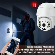 Camera De Supraveghere Pentru Exterior/Interior EDAR, Fara Fir, Wireless, Grad Protectie IP66, Comunicare Bidirectionala, Sto...