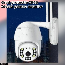 Camera De Supraveghere Pentru Exterior/Interior EDAR, Fara Fir, Wireless, Grad Protectie IP66, Comunicare Bidirectionala, Sto...