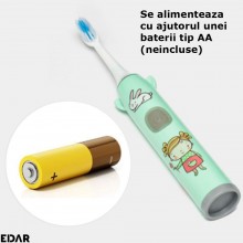 Periuta De Dinti Electrica EDAR, Pentru Copii, Model Iepuras, Alimentare Cu Baterii, Peri Moi, 1 Program, Buton Pornire/Oprir... Periuta De Dinti Electrica EDAR, Pentru Copii, Model Iepuras, Alimentare Cu Baterii, Peri Moi, 1 Program, Buton Pornire/Oprir...
