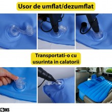 Saltea Auto Gonflabila SIKS Pentru Bancheta, 2 Perne Incluse Si Pompa, Albastru Saltea Auto Gonflabila SIKS Pentru Bancheta, 2 Perne Incluse Si Pompa, Albastru