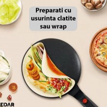 Plita Electrica EDAR Cu Alimentare Priza, Ideala Pentru Wrap, Clatite, Invelis Antiaderent, Usor De Curatat, Buton ON/OFF, 60... Plita Electrica EDAR Cu Alimentare Priza, Ideala Pentru Wrap, Clatite, Invelis Antiaderent, Usor De Curatat, Buton ON/OFF, 60...