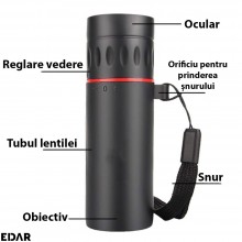 Monoclu EDAR, Telescop De Buzunar Impermeabil, Pentru Calatorii, Anti-Ceata, Vedere De Zi/Noapte, Zoom 2000x25, HD, Husa Depo... Monoclu EDAR, Telescop De Buzunar Impermeabil, Pentru Calatorii, Anti-Ceata, Vedere De Zi/Noapte, Zoom 2000x25, HD, Husa Depo...