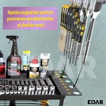 Raft Metalic De Perete EDAR Pentru Depozitarea Bormasinilor, Sculelor Si Uneltelor, Ideal Pentru Garaj Sau Atelier, Cu 4 Comp...