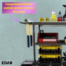 Raft Metalic De Perete EDAR Pentru Depozitarea Bormasinilor, Sculelor Si Uneltelor, Ideal Pentru Garaj Sau Atelier, Cu 4 Comp...