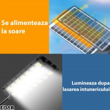 Lampa Solara EDAR Pentru Exterior, Iluminat Stradal Sau Gradina, Model W7100B-6, 544 Led COB, Lumina Neutra, Senzori De Misca...
