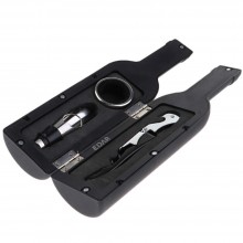 Set Desfacator Vin EDAR, 3 Piese, Design Elegant, Cutie Depozitare Model Sticla Vin, Negru