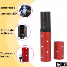 Dispozitiv Cu Electrosoc SIKS Profesional Pentru Autoaparare Tip Ruj, De Buzunar, Anti Caini, Animale Sau Pasari, Cu Lanterna... Dispozitiv Cu Electrosoc SIKS Profesional Pentru Autoaparare Tip Ruj, De Buzunar, Anti Caini, Animale Sau Pasari, Cu Lanterna...