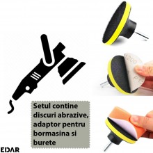 Kit Polish Faruri Profesional EDAR, Intretinere Auto, Include Adaptor Bormasina, Pasta Lustruire, Discuri Abrazive, Burete, U... Kit Polish Faruri Profesional EDAR, Intretinere Auto, Include Adaptor Bormasina, Pasta Lustruire, Discuri Abrazive, Burete, U...