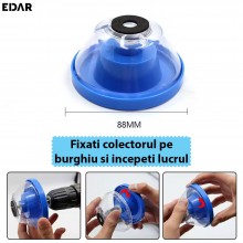Set 3 x Colector De Praf EDAR Pentru Masini De Gaurit/Bormasina/Burghiu, Ø 4-10 mm, Cap Anti-Alunecare, Culoare Albastru