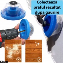 Set 3 x Colector De Praf EDAR Pentru Masini De Gaurit/Bormasina/Burghiu, Ø 4-10 mm, Cap Anti-Alunecare, Culoare Albastru