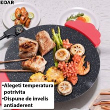 Plita Japoneza Rotunda EDAR Electrica Cu Manere Detasabile Si Alimentare La Priza, Antiaderenta, Gatire Fara Ulei, Metalica, ... Plita Japoneza Rotunda EDAR Electrica Cu Manere Detasabile Si Alimentare La Priza, Antiaderenta, Gatire Fara Ulei, Metalica, ...