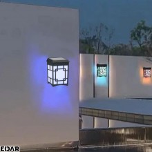 Lampa Solara Decorativa EDAR Cu Incarcare Solara Si Montare Pe Perete, Gard, Pentru Exterior/Casa/Gradina, Rezistenta La Apa ...