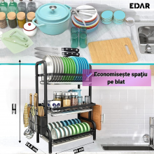 Suport Multifunctional EDAR Pentru Uscarea Vaselor, Organizator De Depozitare Cu Trei Straturi Supraetajate Pentru Blatul De ... Suport Multifunctional EDAR Pentru Uscarea Vaselor, Organizator De Depozitare Cu Trei Straturi Supraetajate Pentru Blatul De ...