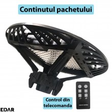Lampa Solara Stradala Led EDAR Cu Montare Pe Stalp, Pentru Exterior, Alimentare Solara, Control Telecomanda, Senzori De Lumin...