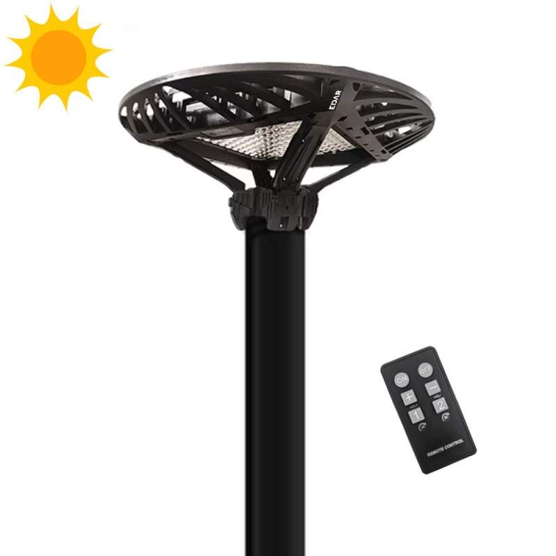 Lampa Solara Stradala Led EDAR Cu Montare Pe Stalp, Pentru Exterior, Alimentare Solara, Control Telecomanda, Senzori De Lumin...