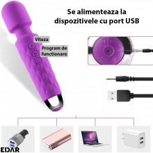 Vibrator EDAR, Stimulator Clitoridian Cu Cap Flexibil, Silicon Delicat, 8 Viteze, 20 De Programe, Incarcare USB, Impermeabil,...