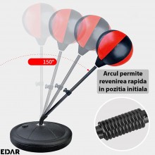 Set Sac De Box + Manusi EDAR, Pentru Copii, Piele Sintetica, Inaltime Ajustabila, Pompa Si Picior Metalic, Rosu/Negru Set Sac De Box + Manusi EDAR, Pentru Copii, Piele Sintetica, Inaltime Ajustabila, Pompa Si Picior Metalic, Rosu/Negru