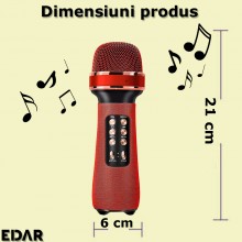 Microfon Wireless EDAR Karaoke, Stereo, 4 Efecte De Voce, Acumulator, Boxa Integrata, Radio Inclus, Multifunctional, TF Card,...