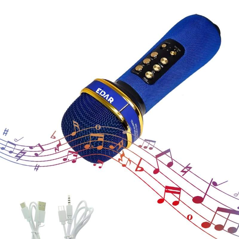 Microfon Wireless EDAR Karaoke, Stereo, 4 Efecte De Voce, Acumulator, Boxa Integrata, Radio Inclus, Multifunctional, TF Card,...
