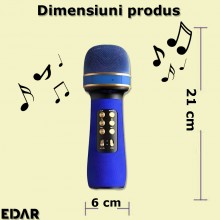 Microfon Wireless EDAR Karaoke, Stereo, 4 Efecte De Voce, Acumulator, Boxa Integrata, Radio Inclus, Multifunctional, TF Card,...