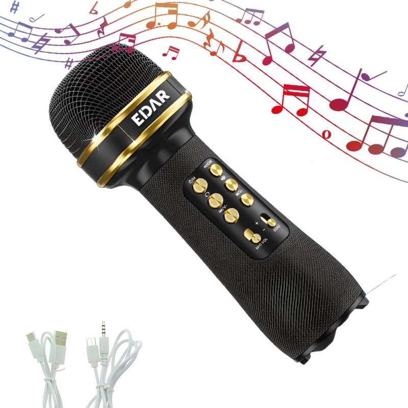 Microfon Wireless EDAR Karaoke, Stereo, 4 Efecte De Voce, Acumulator, Boxa Integrata, Radio Inclus, Multifunctional, TF Card,...