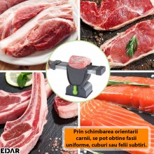 Feliator Manual Pentru Carne EDAR, Lame Inox, Fixare Cu Ventuza, Grosime Taiere Ajustabila 2-4 mm, Usor De Folosit Si Curatat...