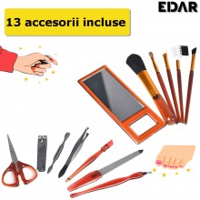 Trusa Manichiura Si Pensule Machiaj EDAR, 13 Accesorii, Portabil, Husa Calatorie, Culoare Negru Trusa Manichiura Si Pensule Machiaj EDAR, 13 Accesorii, Portabil, Husa Calatorie, Culoare Negru